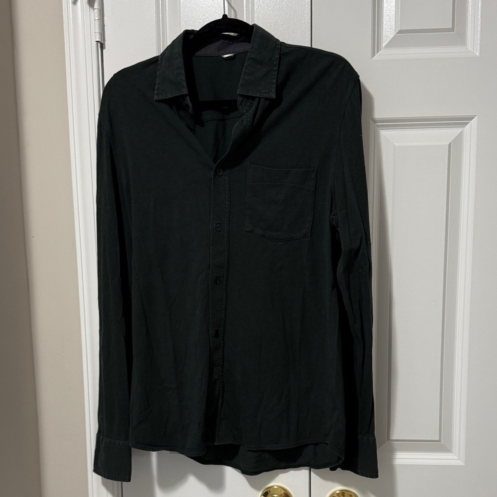 Soft Cotton Dark Green Casual Button-Down Shirt